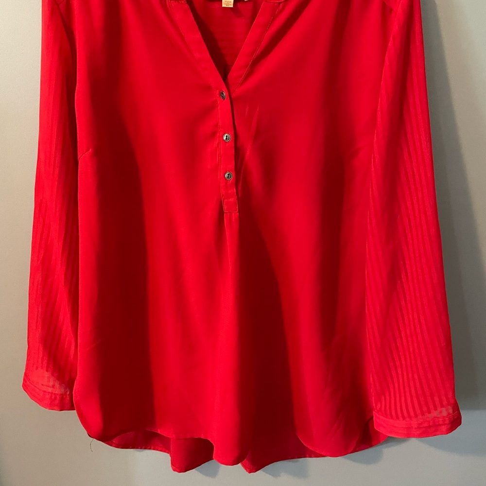 Skies Are Blue Women's Red Button-Up Blouse